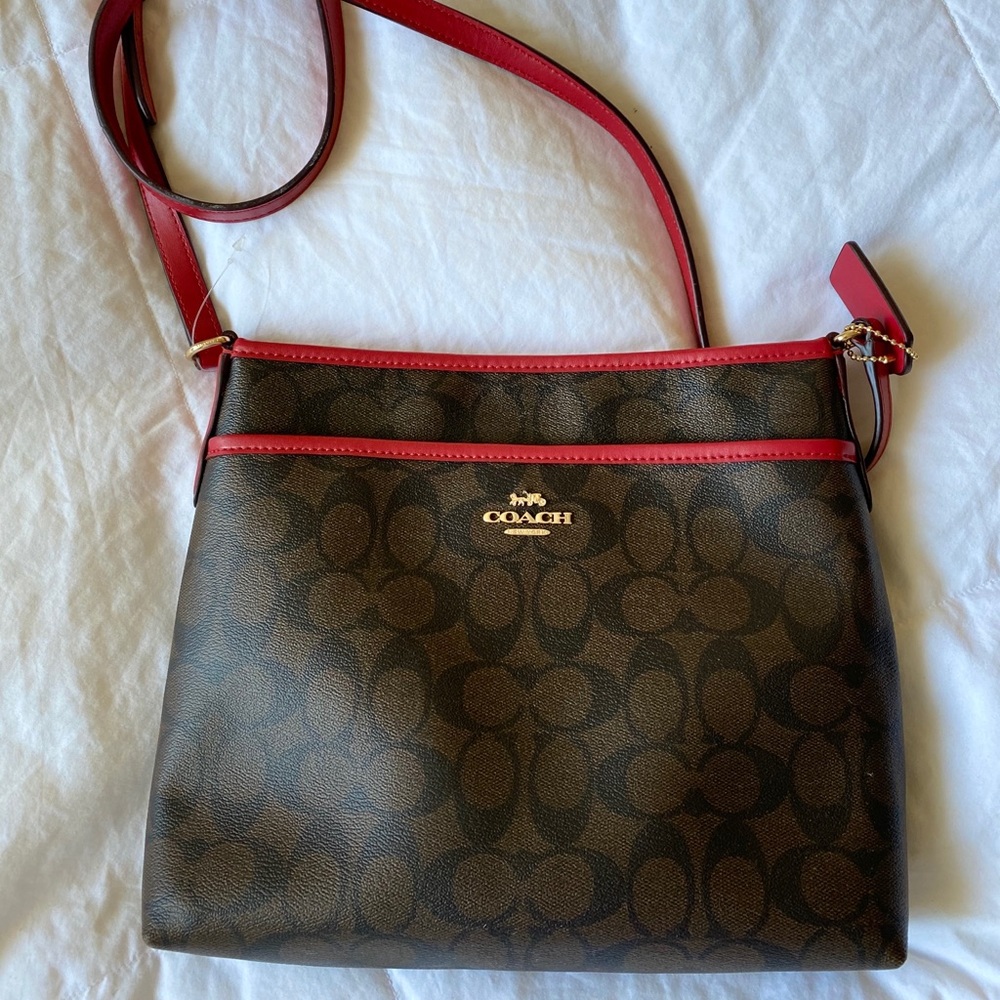 COACH Signature Jacquard Stripe Zip File Bag